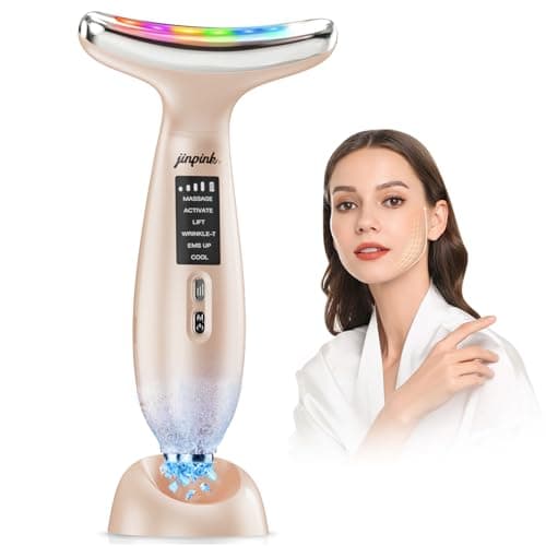 Image of Face Massager Electric Lifting Device: Facial Lift Massager with 5°C Cooling & 45°C Heating - EMS Microcurrent Neck Beauty Tool 6 Modes 7 LED - Anti-Wrinkle Skin Tightening Eye Face Sculpting Machine