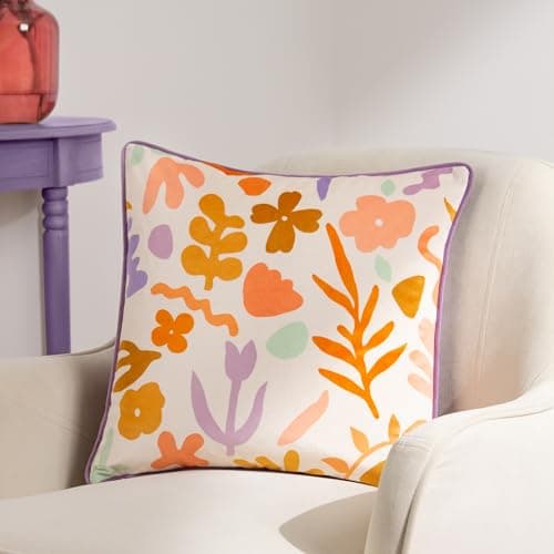 Image of furn. Amelie Doodles Floral Velvet Cushion Cover
