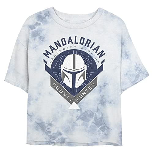Image of STAR WARS Women's Mandalorian Crest T-Shirt, White/Blue, Medium