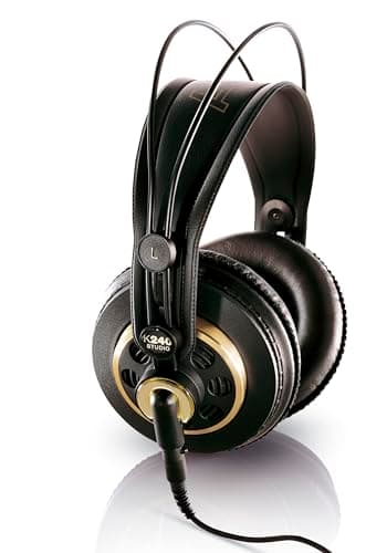 Image of AKG K240 Studio Professional Semi-Open, Over-Ear Headphones, High Performance design, 3.5mm and 1/4" adapters, self adjusting headband - Black and Gold