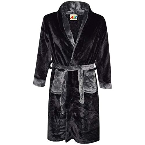Image of A2Z 4 Kids Dressing Gown Super Soft Flannel Fleece Fluffy Bathrobe For Girls Boys - Bathrobe 122 Black 11-12