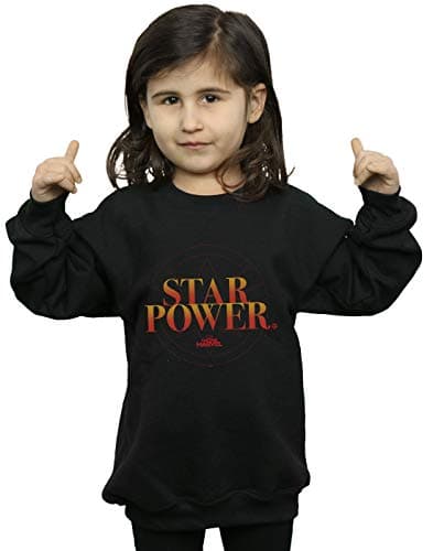 Image of Marvel Girls Captain Marvel Star Power Sweatshirt Black 5-6 Years