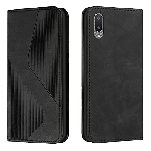 Image of Mo-Somnus Compatible with Samsung Galaxy A02/ M02 Case, Samsung A02/ M02 Case Flip Wallet Leather with Card Holder Folding Stand Magnetic Shockproof Cover for Samsung A02/ M02 Phone Cases (Black)