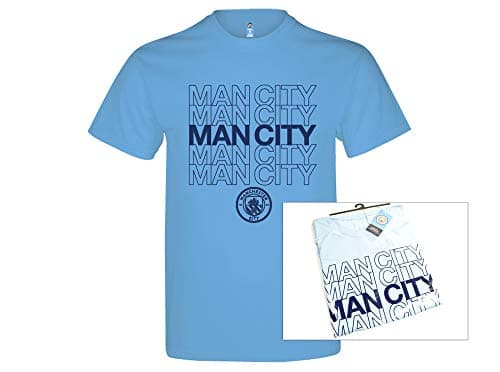 Image of Manchester City FC Man City Logo T Shirt Sky Blue Adults T-Shirt Unisex Adult