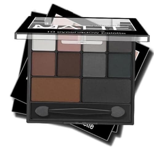 Image of Matte Smokey Eyeshadow Palette – 10 Highly Pigmented Grey & Black Shades, Waterproof & Long-Lasting Eye Shadow with Dual-Ended Brush, Ideal for Creating Stunning Women’s Makeup Looks