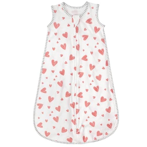 Image of TURMIN Baby Sleeping Bag 0.5 Tog,Newborn Sleep Sack 100% Cotton Sleeveless Wearable Blanket for Newborn Baby Gift, Love, M(6-12 Months)