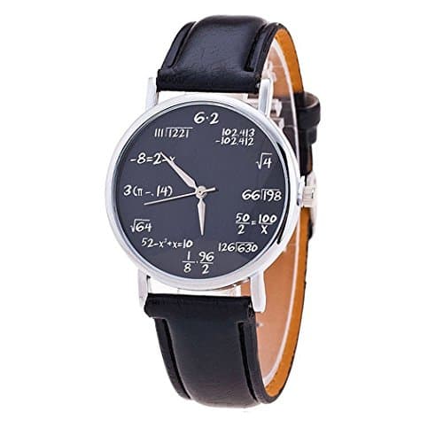Image of Mixe Fashion Formula Math Equation Unisex Teen Students Quartz Casual Leather Watch (Black)