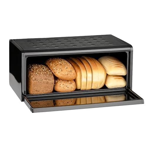 Image of Innoteck Bread Bin With Magnetic Lid Spacious Kitchen Bread Storage Box Large Capacity Bread Storage Container Easy To Clean Durable Bin for Homemade Bread, Toast, Doughnut & Cookies