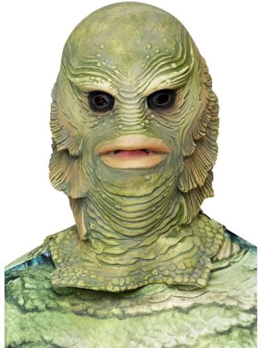 Image of Smiffys Universal Monsters Creature From The Black Lagoon Latex Mask, Officially Licensed Classic Universal Monsters Fancy Dress, Adult Dress Up Masks