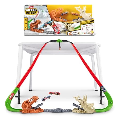 Image of Metal Machines Smash and Crash Dino Playset by ZURU - Buildable Track Playset with 2 Metal Machines Cars, for Kids Ages 4+