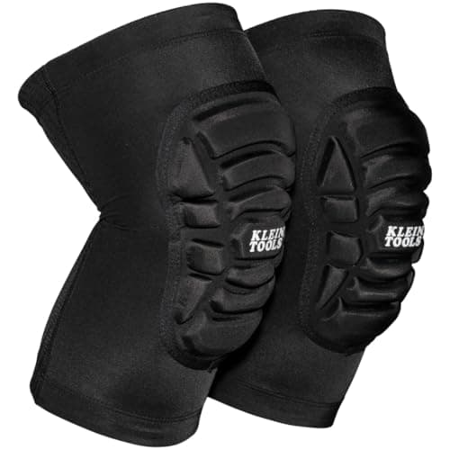 Image of KLEIN TOOLS 60492 Knee Pads, Lightweight Padded Knee Sleeves, Breathable Mesh Back, Elastic Cuff with Slip-Resistant Silicone, Black, M/L