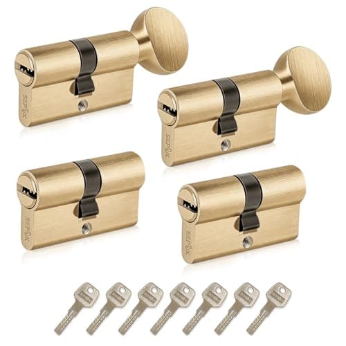 Image of SEPOX 4 Pack Keyed Alike Euro Cylinder Lock Set, 2 Double Cylinders & 1 Thumb Turn Euro Cylinder, 60mm(30/30) High Security Door Barrel Locks for UPVC/PVC Front Door, Internal Bedroom & Bathroom
