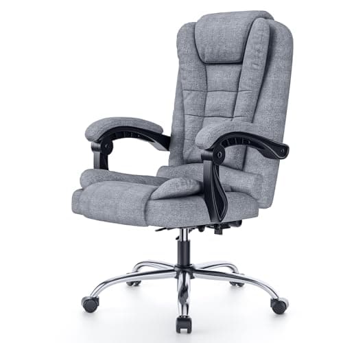Image of rattantree Executive Office Chair, Ergonomic Desk Chair, High Back Recliner Computer Chair with Spring-Packed Seat, Grey Gaming Chair with Tilt Function For Home Office (Grey Fabric)