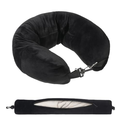 Image of Zelphvt Stuffable Neck Pillow for Travel Adjustable Fillable Neck Pillow 90×18 cm Pillows Stuffed with Clothes Storage No Filler Storage Pillows Fits 5+ Days of Travel Essentials Black