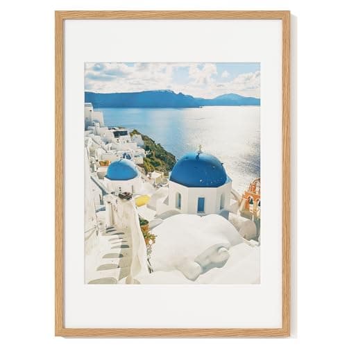 Image of 50x70cm Frame Poster Frame 50cm x 70cm Picture Frames Large Solid Oak Wood 50 x 70cm with Mat for 39x49 Picture Frames Hang Portrait or Landscape for Wall Poster Gallery Decor with Tempered Glass, Oak