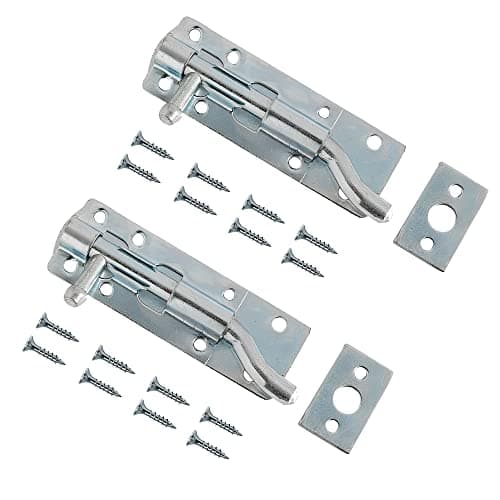 Image of TERF Door Bolt, Necked Tower Type, 150mm/6'', Galvanized Steel, Pack of 2 with Screws