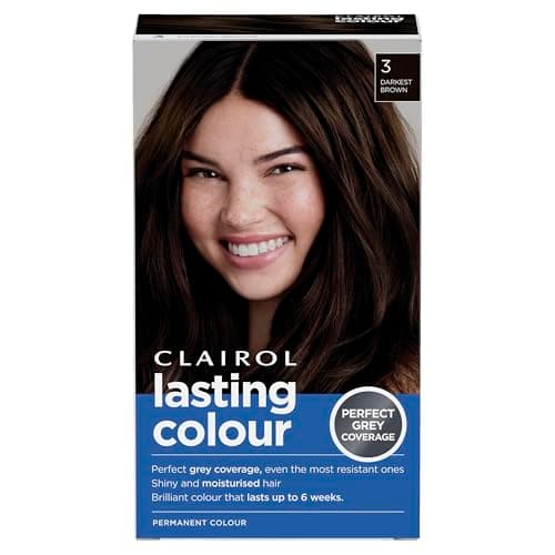 Image of Clairol Lasting Colour Permanent Hair Dye | Ideal Grey Coverage | Shiny and Moisturised Hair | 3 Darkest Brown