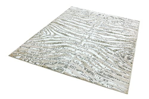 Image of Lord of Rugs Quantum Wild Animals Rug for Living Room Dining Bedroom High Shine Colours Rug Medium 120x170 cm (4'x5'6") Zebra Beige Grey QU04