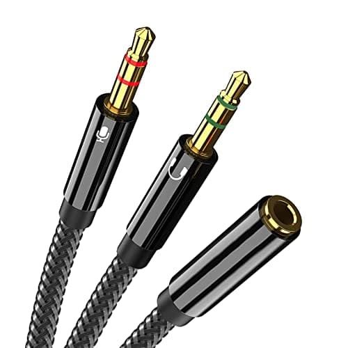 Image of Olakin 2 in 1 Microphone/Headphone Splitter, 3.5mm Female to Dual 3.5mm Male