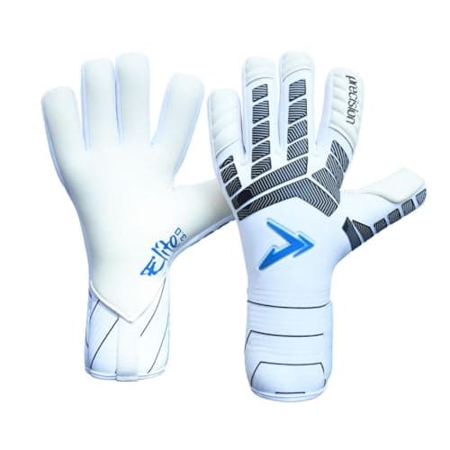 Image of Precision Elite 3.0 Contact Goalkeeper Gloves, 4 mm Contact Latex Grip, Super Lite Negative Cut, Strapless or Strapped Fit, 10, White