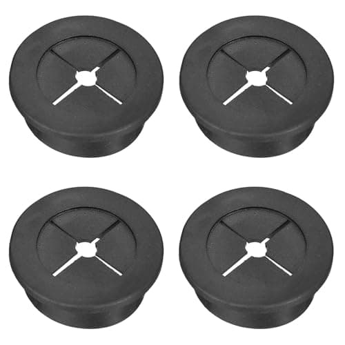 Image of 4 Pcs Rubber Grommets For Holes, Cable Cord Grommet, Wall Grommets For Cables, For Office Computer Desk Wire Organizer (Black)