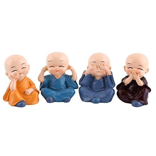 Image of Hilitand 4Pcs Lovely Buddha Monks Figurine Ornaments for Car Decoration Resin Crafts Ornament Home Decoration