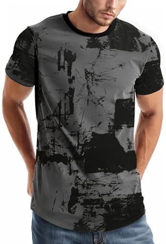 Image of comefohome Mens T-Shirts Graphic Fashion Tshirt UK Casual Short Sleeve Tee Tops Hipster Hip Hop T Shirts Cool Shirt Grey 3XL