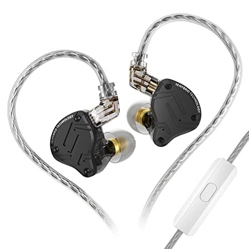 Image of Yinyoo KZ ZS10 Pro X Wired in Ear Earphones Headphones, ZS10 PRO X Monitor Earbuds with Upgraded 4BA 1DD Drivers, Detachable 0.75mm 2pins Cable for Audiophiles Drummers (ZS10 ProX Black, With mic)