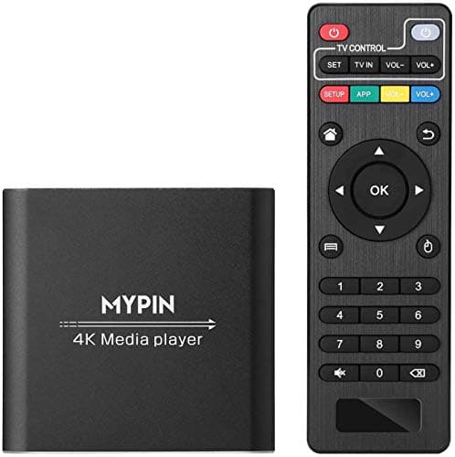 Image of 4K Media Player, MYPIN Digital MP4 Player for 14TB HDD/USB Drive/TF Card/H.265 MP4 PPT MKV AVI with Remote Control,Support HDMI/AV/Optical Out & USB Mouse/Keyboard-HDMI up to 7.1 Surround Sound(Black)