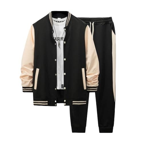 Image of DONYKARRY Men's Tracksuits Sweatsuits For Men Suits 2 Piece Lightweight Casual Athletic Sports Jogging Sets(Black,S)