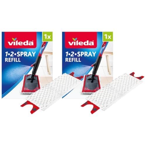 Image of Vileda 1-2 Spray Microfibre Pads Refill Mop Head Replacement Set for Vileda Ultramax and Spray Mops, Pack of 2 Refills
