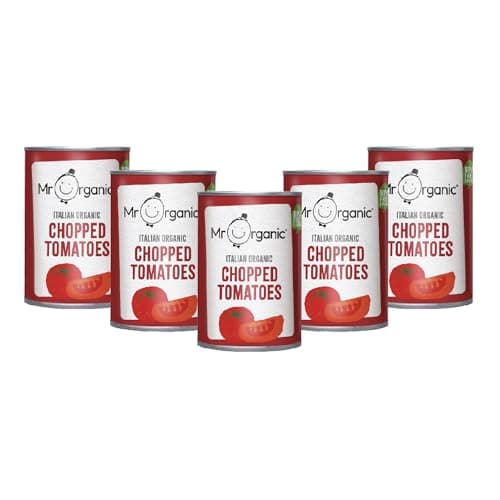 Image of Mr Organic - Italian Chopped Tomatoes - 12 x 400g Tins - Organic, Vegan & Gluten Free - Sun-Ripened from Our Farm in Italy - No Added Salt, Sugar or Citric Acid - BPA-Free Tin