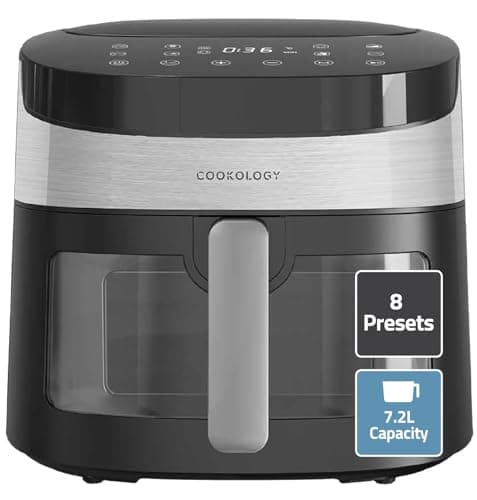 Image of Cookology CAF72DI Air Fryer Oven 7.2 Litre Digital, 8 Preset Functions, Cooking Viewing Window, Touch Control Panel, Healthy, Oil Free and Energy Saving Air Fryers - In Black