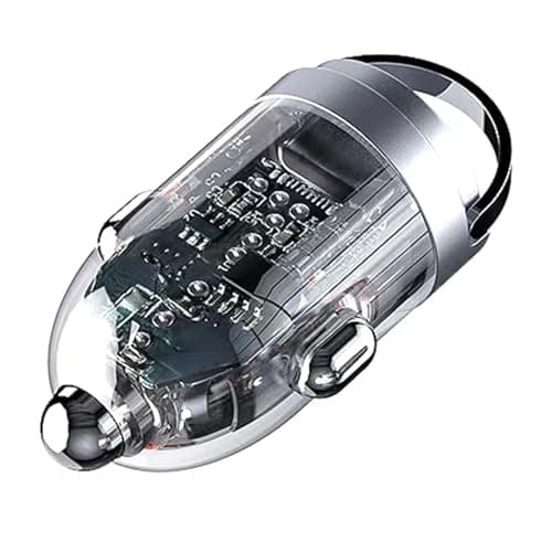 Image of Advanced 120W Car Chargers with Type C and USB Port Rapid Charging Adapter for Tablet Laptop Easy Setups Type C USB Car Chargers Double Port Fast Charging Adapter for Smartphones and ABS