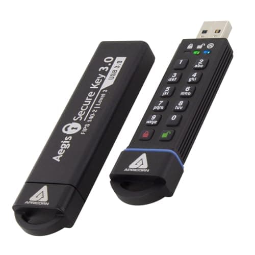 Image of Apricorn Aegis Secure Key 30GB FIPS 140-2 Level 3 Validated 256-bit Hardware Encrypted USB 3.0 Flash Drive (ASK3-30GB)