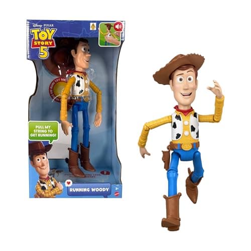 Image of Mattel Disney and Pixar Toy Story 5 Running Woody 12 Inch Action Figure with 50 Plus Movie Phrases and Sounds, Movie-Accurate, JKL95