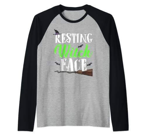 Image of Resting Witch Face t-shirt Witches Funny Halloween Raglan Baseball Tee