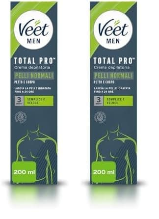 Image of Veet Men Hair Removal Cream, Chest & Body, Normal Skin, 200ml each, 1 Spatula, No Risk of Cuts, 24 Hour Hydration, 7 Days of Smoothness, Dermatologically Tested (Packaging may vary) (Pack of 2)