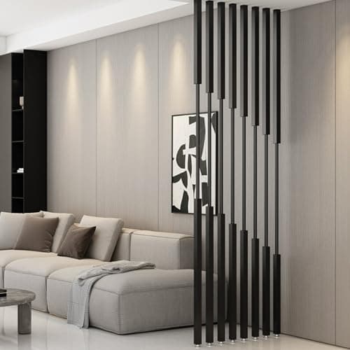 Image of Renmlion 100-300cm Tall Wall Partition Column Room Divider Floor to Ceiling Meta Slats,Black Privacy Screens Room Separation Deviders Post for Home Office Hotel(5pcs,115cm/45in)