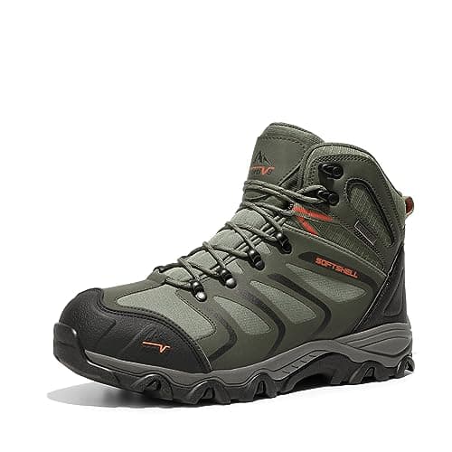 Image of NORTIV 8 Men's Ankle High Waterproof Boots Hiking Boots Men Walking Boots Mens Backpacking Trekking&Hiking Footwear Armadillo,Size 10,Army/Green/Black/Orange,160448_M
