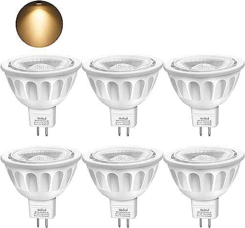 Image of Boxlood 6 Pack MR16 LED Light Bulbs, 12-Volt, 40-Degree Spot Light with GU5.3 Base, 5-Watt (50-Watt Equivalent), 450 Lumen, 3000K Warm White, LED Recessed Track Spotlight