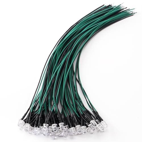 Image of YIXISI 40 PCS 5mm LED Diodes Light, 12V 20cm Pre Wired LED, Emitting Diodes Pre Wired, Green