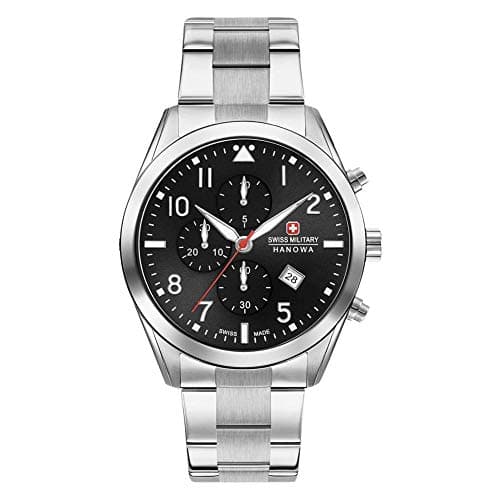 Image of Swiss Military Mens Quartz Watch, Chronograph Display and Stainless Steel Strap 06-5316.04.007