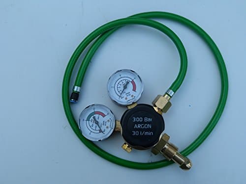 Image of Regulator 300 Bar Single Stage 2 Gauge Argon + Hose Adaptor for 4mm Gas Hose PAC23