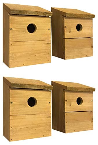 Image of Selections Wooden Multi-Hole Wild Bird Classic Nest Box Birdhouse (Pack of 4)