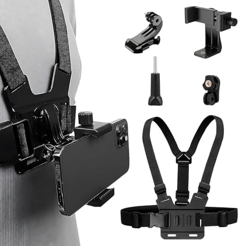 Image of Mount Chest Strap for GoPro 13 12 11 10 9 Max 8 7 6 5, Insta360, DJI Osmo, Action Cameras, Mobile Phones, iphone, Chest Mount Holder for Filming, Harness Strap with Phone Holder Kit Adjustable