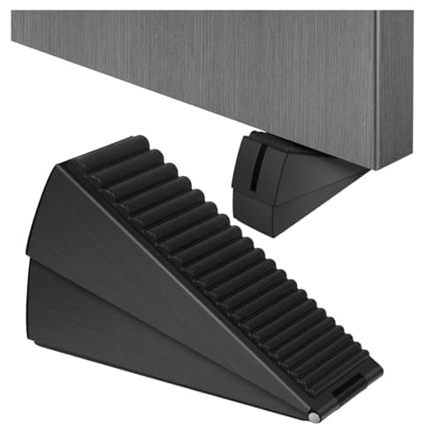 Image of Black Adjustable Large Door Stoppers, Heavy Duty Door Stoppers for Bottom of Door, Door Stop with Strong Grip Stainless Steels for Heavy Duty and Usual Doors