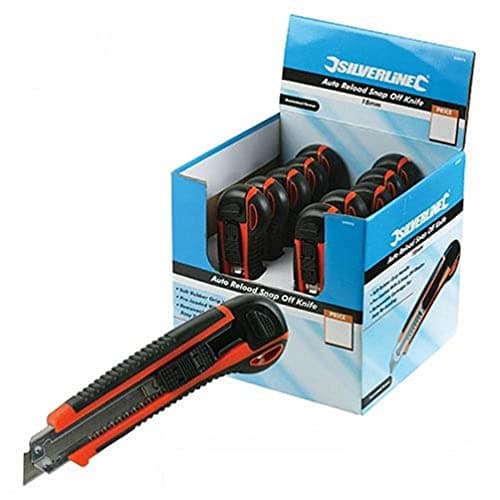 Image of Silverline 18mm Auto Reload Snap-Off Knife Display Box 10pce (633575)