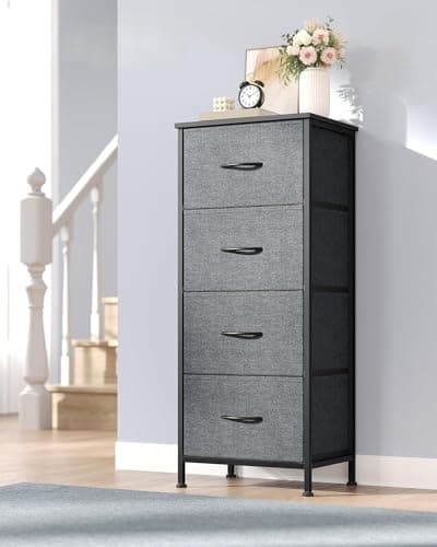 Image of SONGMICS BELLAH Collection - Chest of Drawers, Storage Unit, for Bedroom, Closet, Hallway, Living Room, Steel, 4 Drawers, Modern, Slate Grey LGS314G101