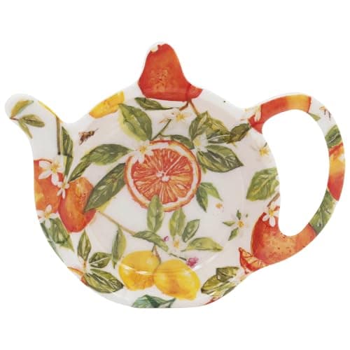 Image of The Leonardo Collection Oranges & Lemons Jennifer Rose Melamine Tableware Oranges & Lemons Teabag Tidy for Kitchen | Reusable Tea Bag Holder for Daily Use | Durable Tea Bags for Home & Office